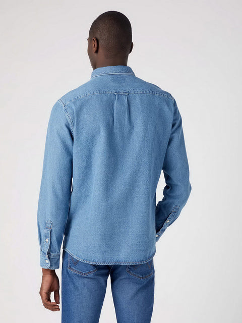 Wrangler Men's Icon Mid Stone Ls 1 Pocket Button Down Shirt |Wrangler In Lebanon