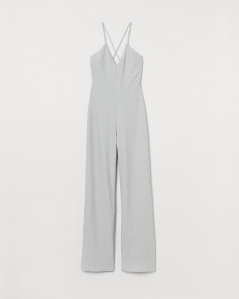 H&M Women's Silver Sparkly Jumpsuit 0887093001(fl129)