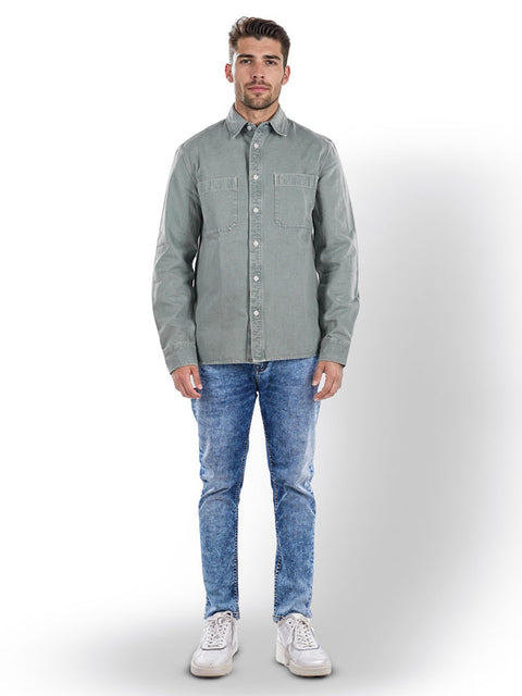 Celio Men's Sage Green Regular Fit Shirt | Celio in Lebanon