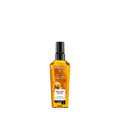 Bottle of Gliss Daily Oil Elixir on a white background
