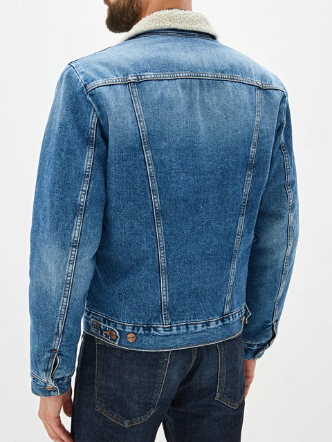 Wrangler Men's Blue 124MJ Sherpa Regular Fit Denim Jacket | Wrangler In Lebanon