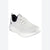 A white Skechers athletic sneaker with a textured knit upper, white laces, and a black interior lining, shown from a three-quarters angle on a white background.