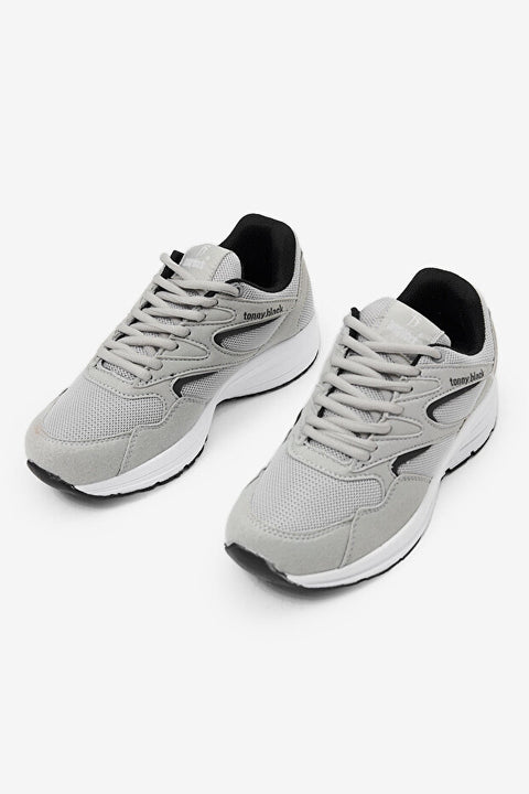 Tonny Black Unisex Grey Polyurethane Sole Breathable Fabric Lace-up Athletic Sneakers | Tonny Black In Lebanon