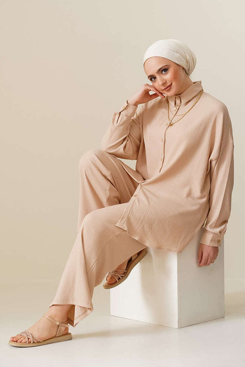 Big Dart Women's Beige Knitted Hijab Two Piece Set | Big Dart In Lebanon