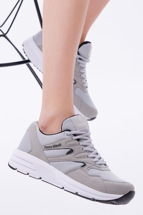 Tonny Black Unisex Grey Polyurethane Sole Breathable Fabric Lace-up Athletic Sneakers | Tonny Black In Lebanon