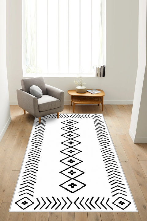 SD Home White Non-Slip Base  Living Room Carpet & Kitchen Carpet  80x250 TR306