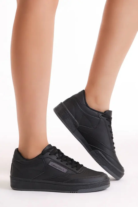 Tonny Black Women Triple Black Lace-Up Sneakers | Tonny Black in Lebanon