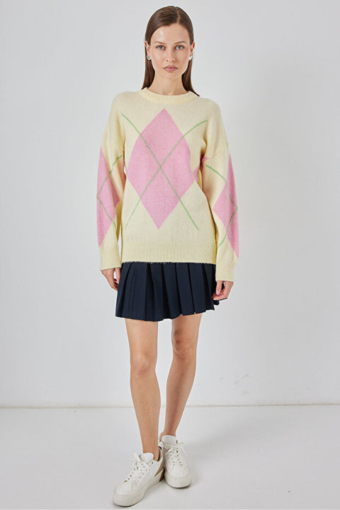 Big Dart Women's Yellow & Pink Knitted Sweatshirt | Big Dart In Lebanon