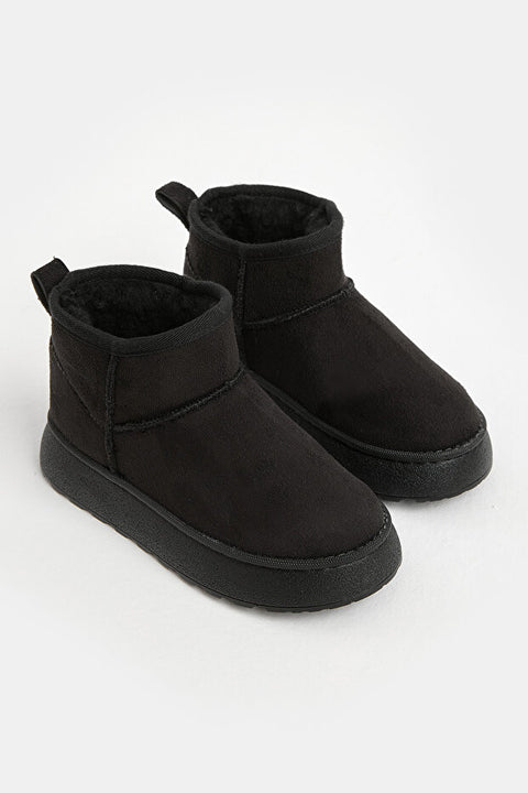 Tonny Black Girl's Black Thick Polyurethane Sole Fur-Lined Suede-Look Casual Boots | Tonny Black In Lebanon