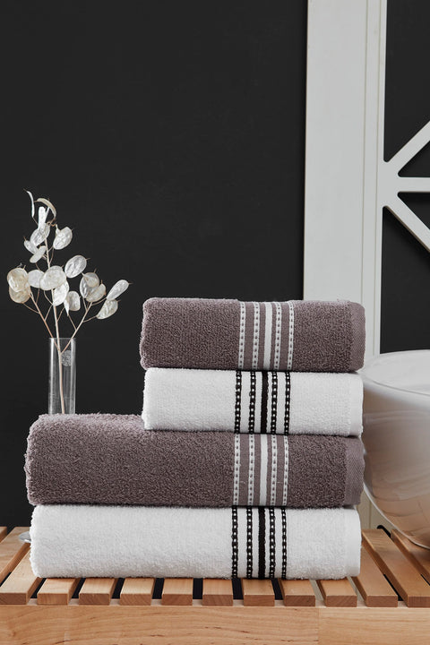 SD Home Brown  Elvin 4 Pieces Bath Towel Set TR477(shr)