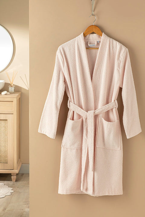 English Home Women's Light Pink  Plain Cotton Bathrobe 10028271