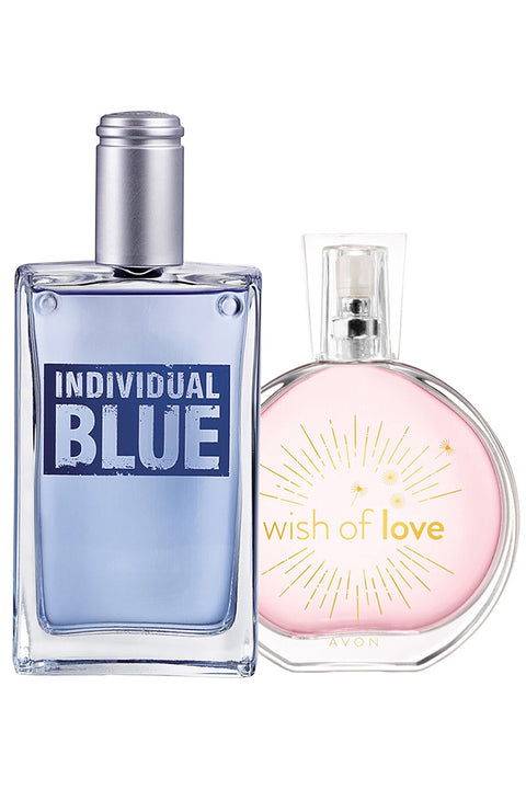 Avon Individual Blue Men's Perfume and Wish Of Love Women's Perfume Package (AV26)