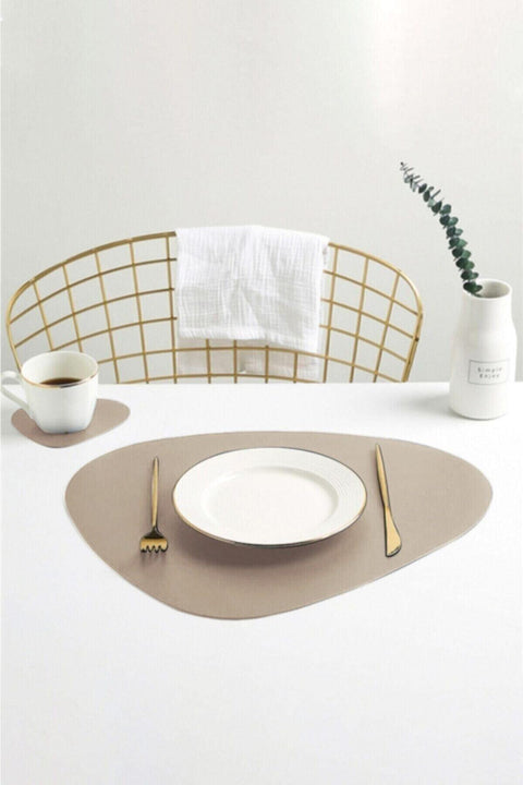 SD Home Beige Leather Placemat 12 Pieces for 6 People TR101 shr