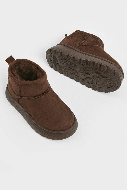 Tonny Black Girl's Brown Thick Polyurethane Sole Fur-Lined Suede-Look Casual Boots | Tonny Black In Lebanon