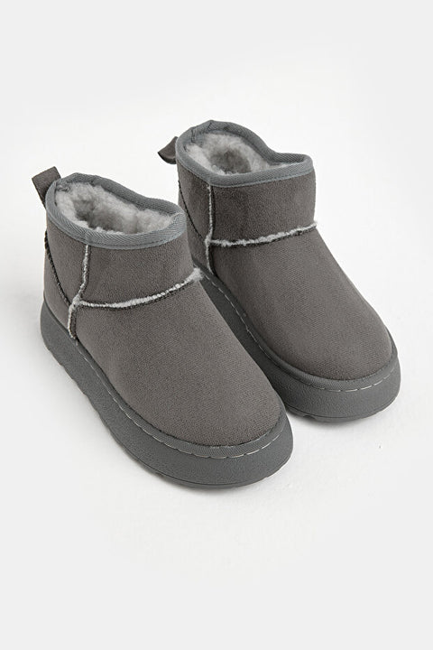 Tonny Black Girl's Grey Thick Polyurethane Sole Fur-Lined Suede-Look Casual Boots | Tonny Black In Lebanon