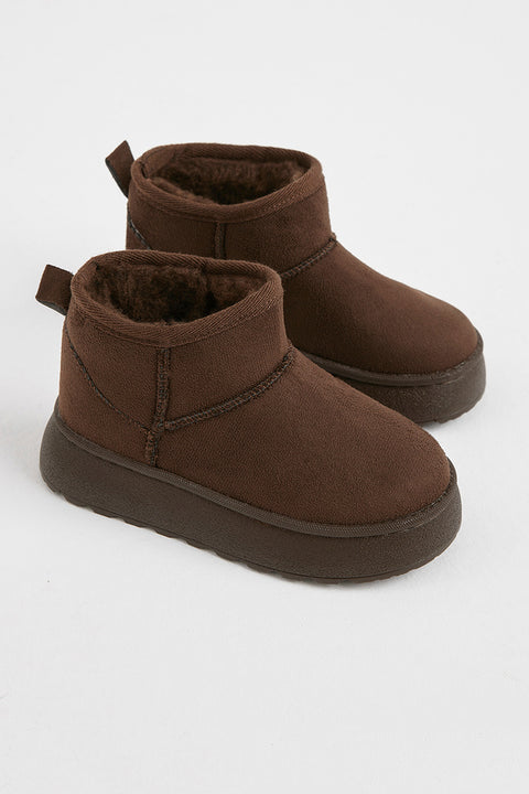 Tonny Black Girl's Brown Thick Polyurethane Sole Fur-Lined Suede-Look Casual Boots | Tonny Black In Lebanon