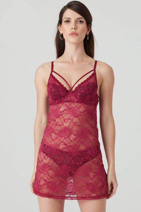 Pierre Cardin Women's Burgundy Lace Nightgown 4661shr