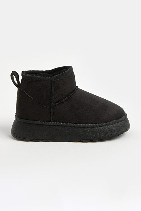 Tonny Black Girl's Black Thick Polyurethane Sole Fur-Lined Suede-Look Casual Boots | Tonny Black In Lebanon