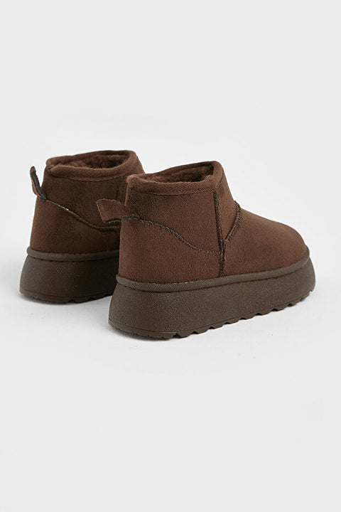 Tonny Black Girl's Brown Thick Polyurethane Sole Fur-Lined Suede-Look Casual Boots | Tonny Black In Lebanon