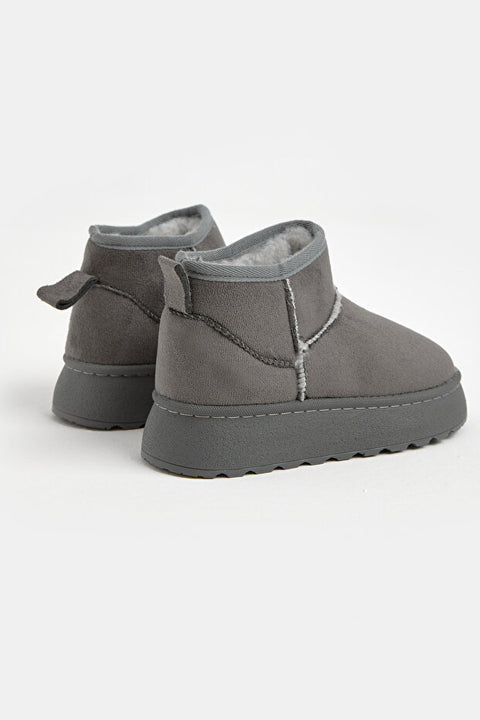 Tonny Black Girl's Grey Thick Polyurethane Sole Fur-Lined Suede-Look Casual Boots | Tonny Black In Lebanon