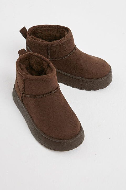 Tonny Black Girl's Brown Thick Polyurethane Sole Fur-Lined Suede-Look Casual Boots | Tonny Black In Lebanon