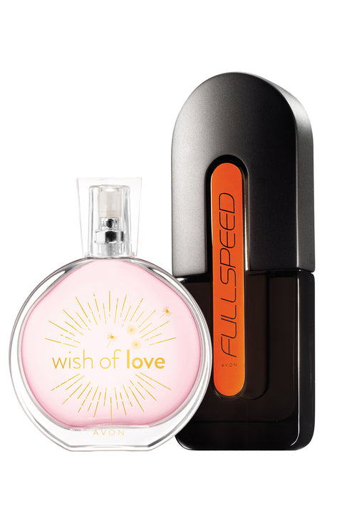 Avon Full Speed Men's Perfume and Wish Of Love Women's Perfume Package AV43