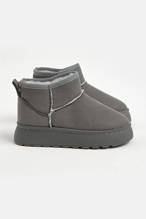 Tonny Black Girl's Grey Thick Polyurethane Sole Fur-Lined Suede-Look Casual Boots | Tonny Black In Lebanon