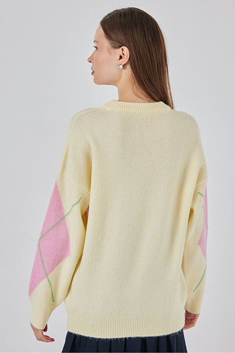Big Dart Women's Yellow & Pink Knitted Sweatshirt | Big Dart In Lebanon