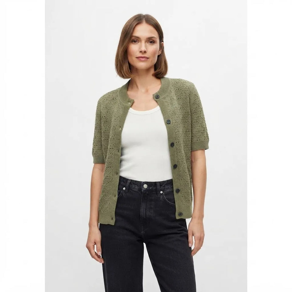 Hugo Women's Sage Green Short-Sleeve Cardigan