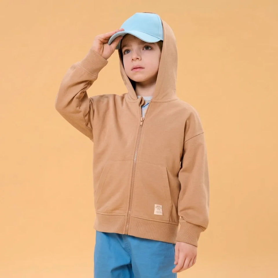 Sinsay Boy's Sand Classic Zip-Up Hooded Jacket