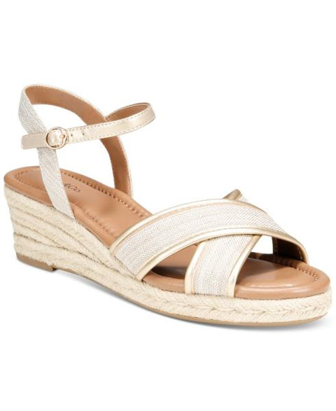 Leahh Womens Canvas Metallic Espadrilles