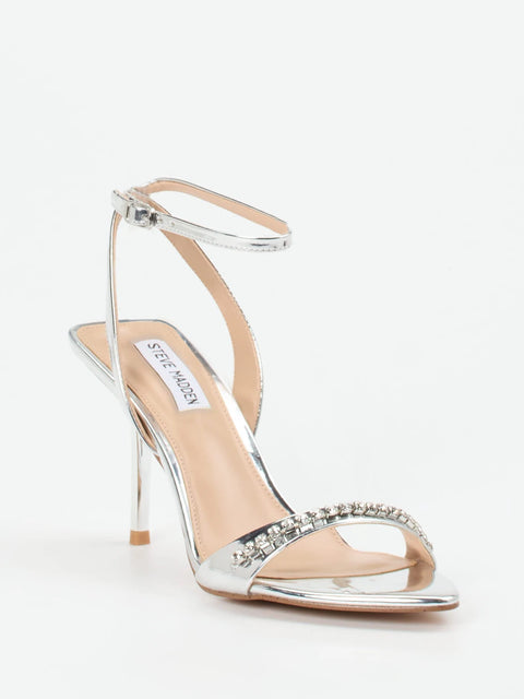 Steve Madden Women's Silver Metallic Strappy Heel Sandals | Steve Madden In Lebanon