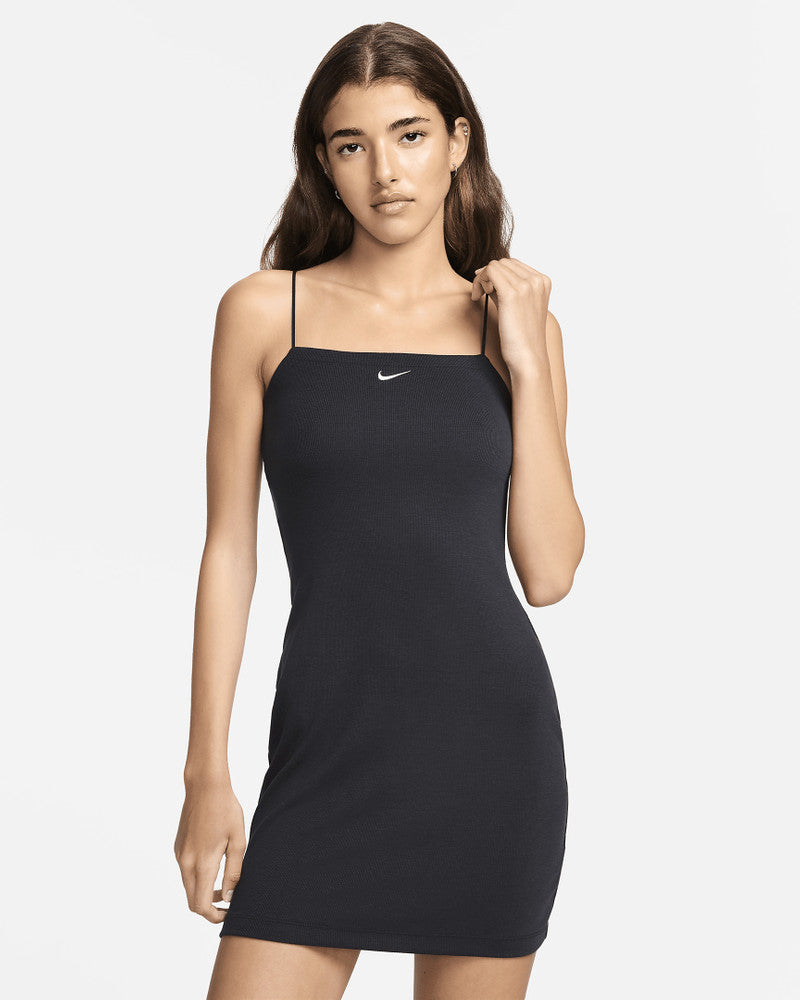Nike Women's Black Sportswear Chill Knit Mini-Ribbed Camisole Dress | Nike In Lebanon