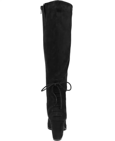 Journee Collection Women's Black Leeda Lace Up Detail Knee High Boots | Journee Collection In Lebanon