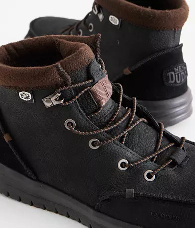 Hey Dude Men's Black Bradley Leather Boots | Hey Dude In Lebanon