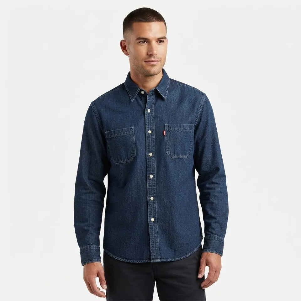 Levi'S Men's Blue Denim Jeans Loose Fit Long-Sleeve Shirt
