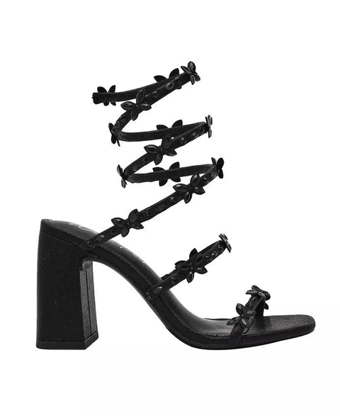 Wild Pair Women's Black Strappy Block Evening Heeled Sandal | Wild Pair In Lebanon