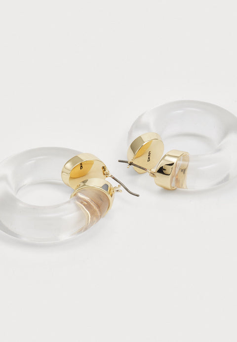DKNY Women's Gold Gold With Clear Hoop Sally Earrings | DKNY In Lebanon