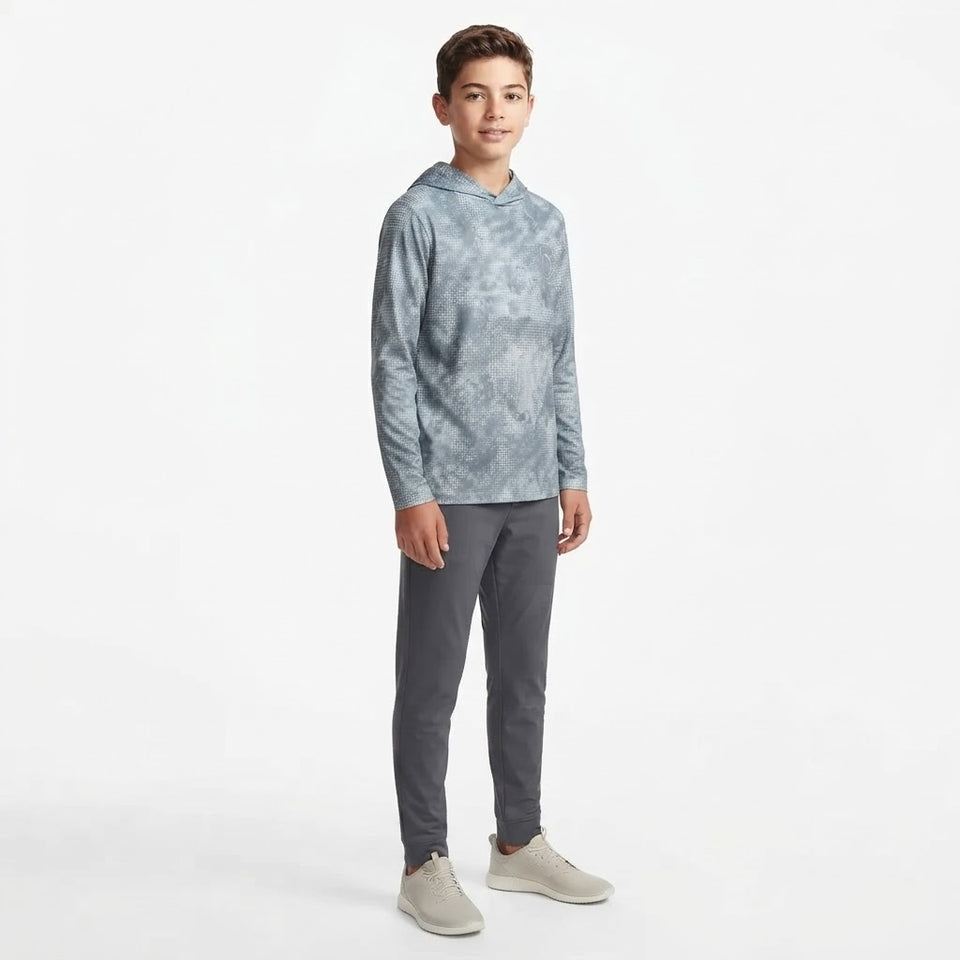 Pga Tour Men's Gray Patterned Long-Sleeve Athletic Hoodie