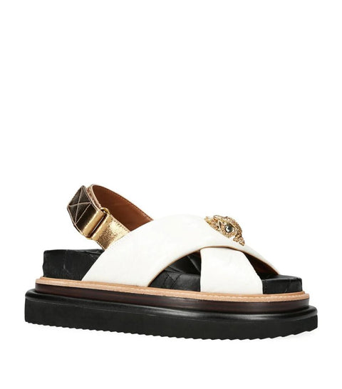 Kurt Geiger Women’s White Leather Orson Cross-Strap Sandals|Kurt Geiger In Lebanon