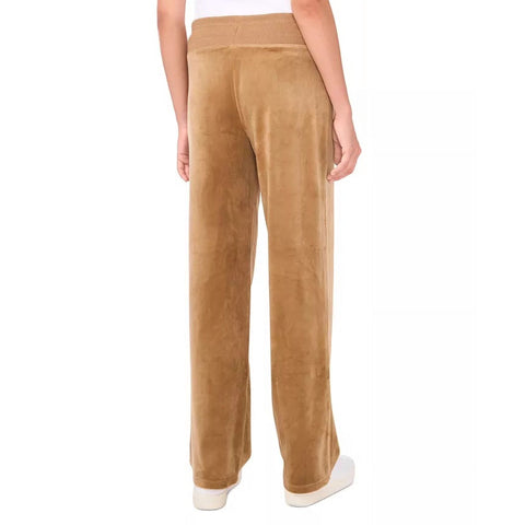 Vince Camuto Women's Beige Mixed-Media Wide-Leg Velour Pants | Vince Camuto In Lebanon