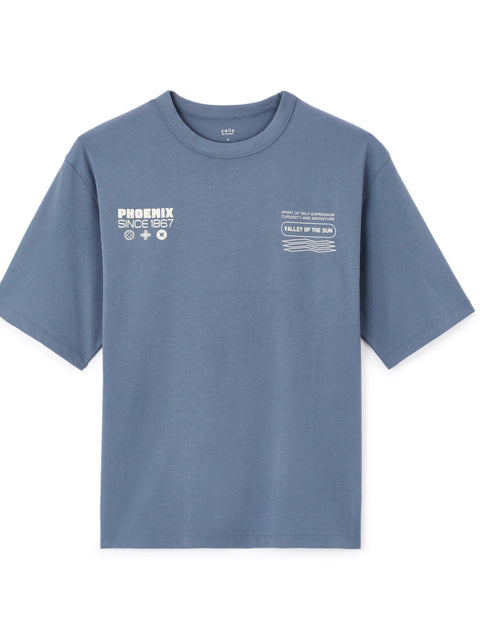 Celio Men's Blue Oversized Round Neck Cotton T-Shirt | Celio In Lebanon