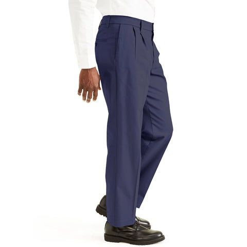 Dockers Men's Navy Pleated Classic Fit Signature Khaki Lux Cotton Stretch Pants | Dockers In Lebanon