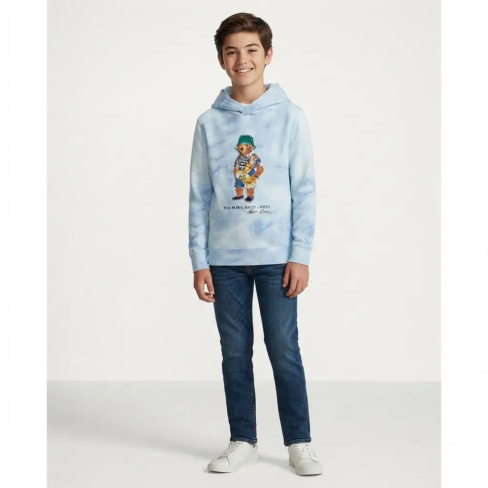 Polo Ralph Lauren Boy's Light Blue Bear Graphic Hoodie
