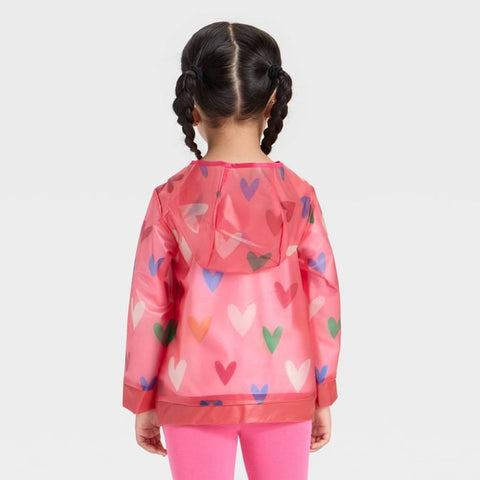 Cat & Jack Girl's Pink Heart Printed Clear Rain Jacket | Cat & Jack In Lebanon