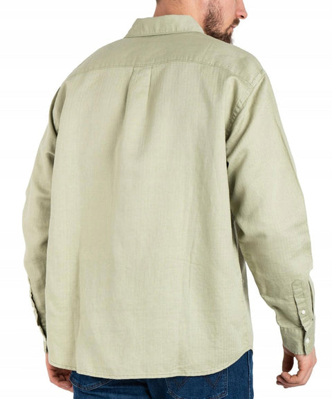 Wrangler Men's Khaki Green Regular Fit Regular Cut 100% Cotton Plaid Long Sleeve Shirt | Wrangler In Lebanon