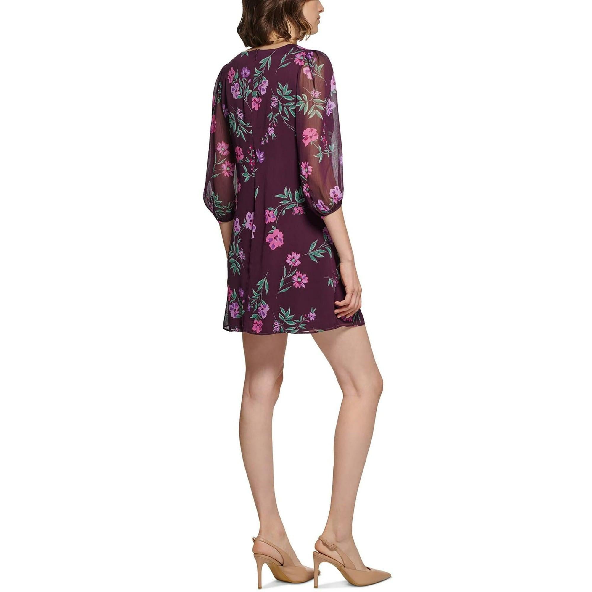 Calvin Klein Women's Purple Floral Long-Sleeve Dress |Calvin Klein in Lebanon