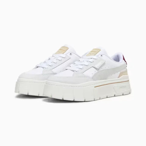 Puma Women's White & Dark Jasper Mayze Stack Luxe Sneakers | Puma In Lebanon