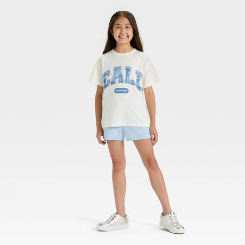 Cat & Jack Girl's Cream Short Sleeve Oversized Cali Graphic T-Shirt | Cat & Jack In Lebanon