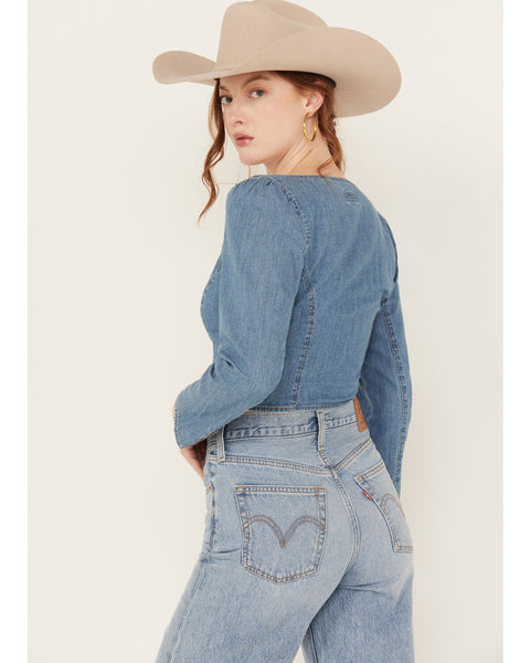 Levi's Women's Blue Daryn Corset Long Sleeve Blouse | Levi's In Lebanon